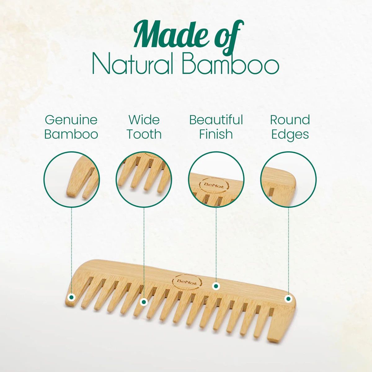 Bamboo Comb – Anti-Static, Detangling and Scalp Massager for Healthy Hair