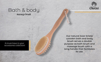 Natural Boar Bristle Body Brush for Dry Brushing and Exfoliation