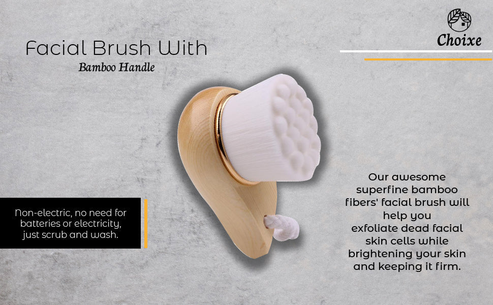 Bamboo Facial Cleansing Brush – Eco-Friendly Exfoliating Brush for Deep Pore Cleaning