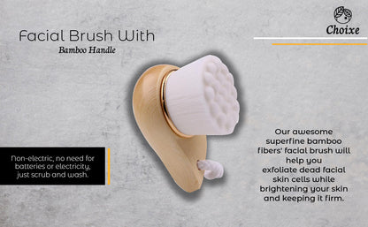 Bamboo Facial Cleansing Brush – Eco-Friendly Exfoliating Brush for Deep Pore Cleaning
