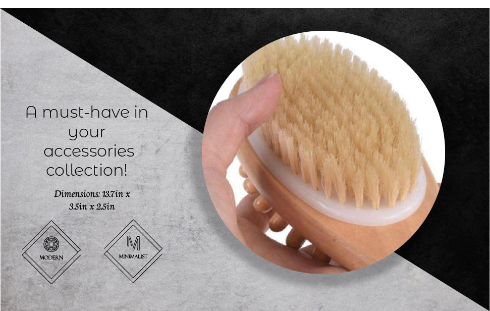 Natural Boar Bristle Body Brush for Dry Brushing and Exfoliation