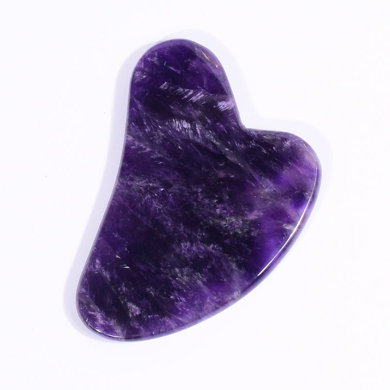 Luxury Amethyst Gua Sha & Roller Set – 100% solid crystal, designed for anti-aging, lymphatic drainage, and crystal healing