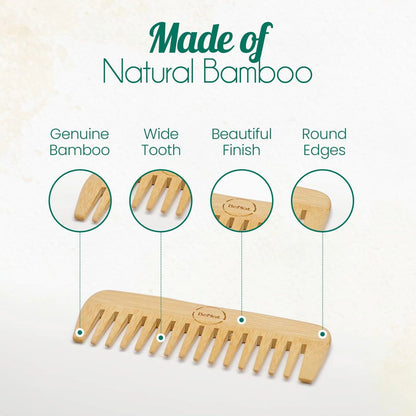 Bamboo Comb – Anti-Static, Detangling and Scalp Massager for Healthy Hair