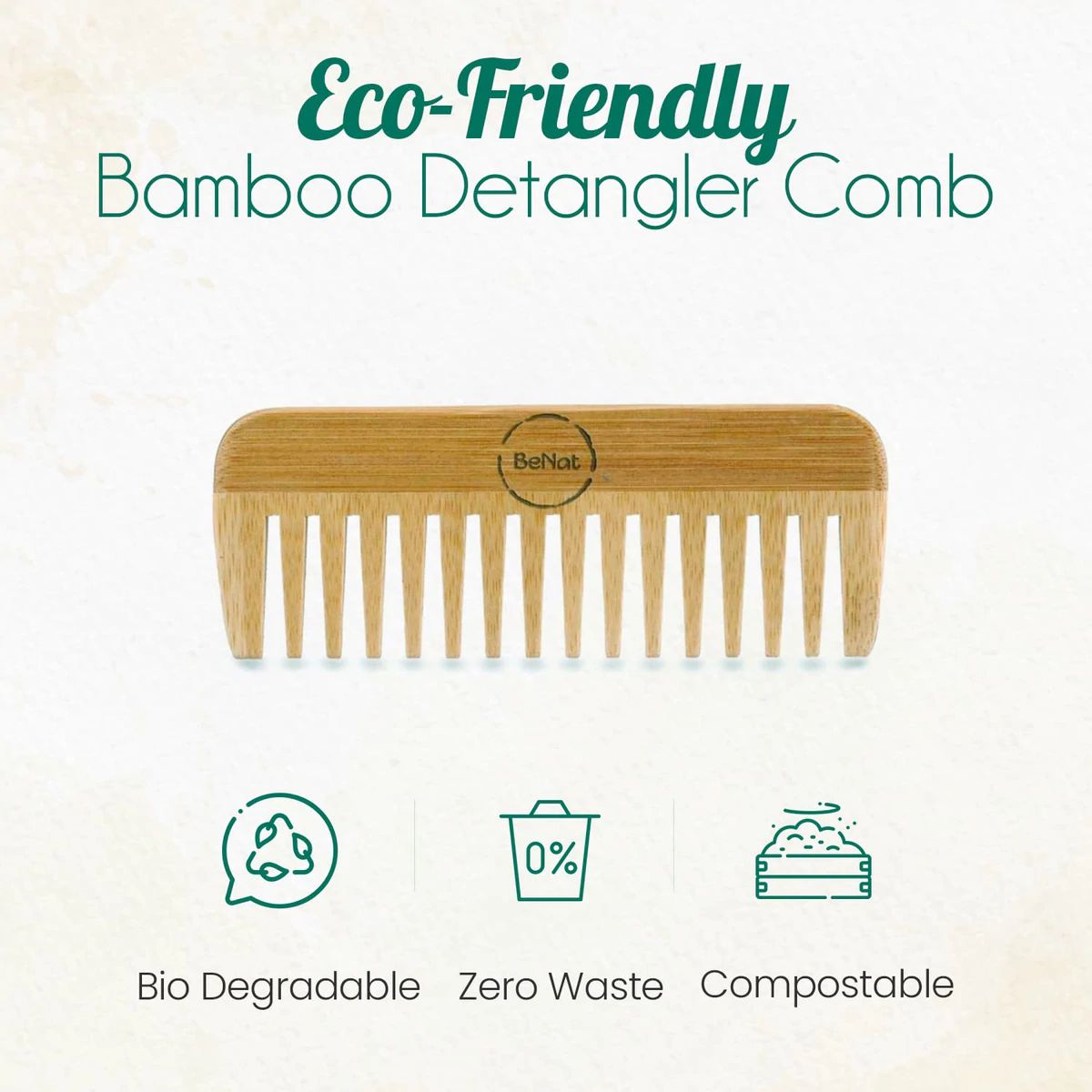 Bamboo Comb – Anti-Static, Detangling and Scalp Massager for Healthy Hair