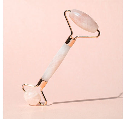 Luxury Rose Quartz Facial Roller – 100% Natural Crystal for Sculpting and Glow