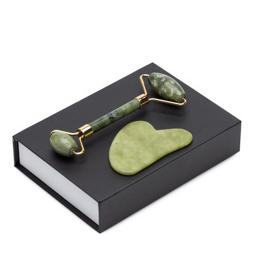 Natural Jade Roller & Gua Sha – 100% Real Jade Facial Massage Tool for Sculpting & Puffiness Reduction