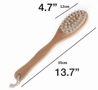 Natural Boar Bristle Body Brush for Dry Brushing and Exfoliation